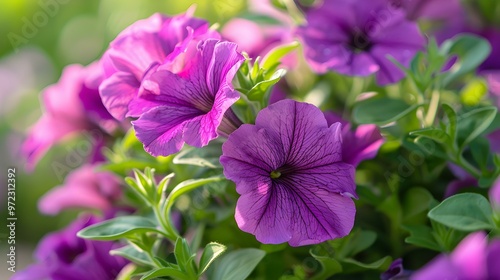 Vibrant Purple Petunia Flowers in Bloom
