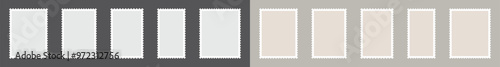 Blank postage stamp set. Frames and borders for mail envelope templates