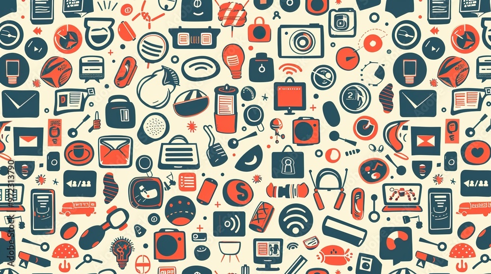 Retro icon seamless pattern wallpaper Retro icon seamless pattern wallpaper