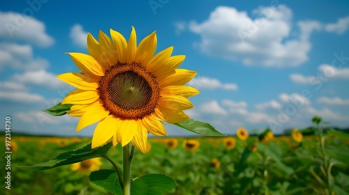 Vibrant Sunflower in a Field of Gold