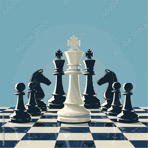 a poster for the design of a chess game. interactive competitions in the game of chess. chess pieces. print for the design of advertisements and posters.
