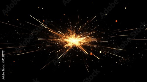 A burst of sparks flying off of a welding torch.