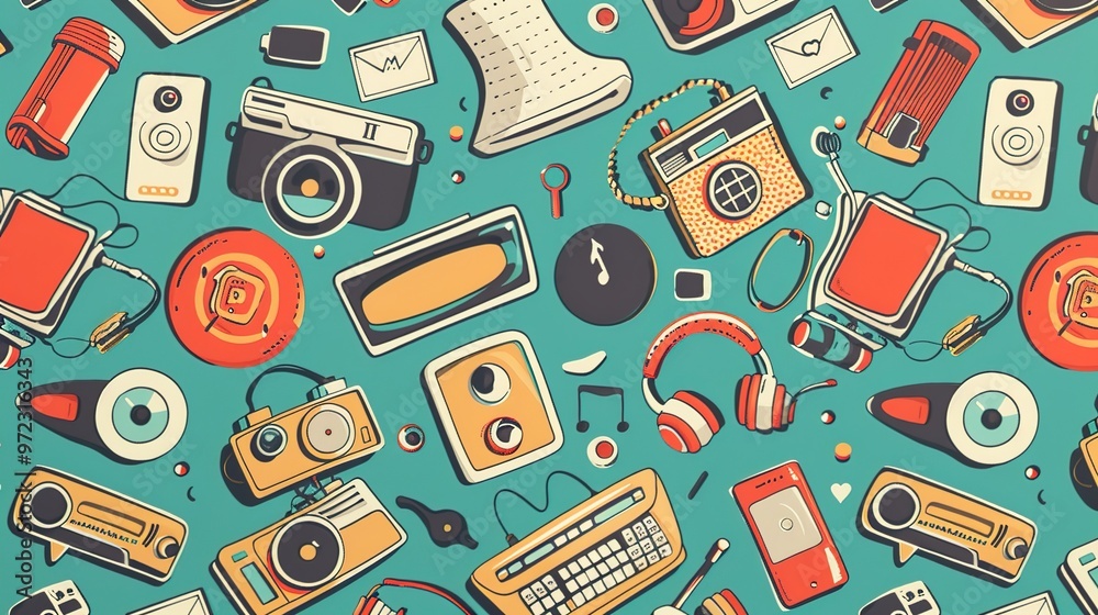 Retro icon seamless wallpaper Retro icon seamless wallpaper
