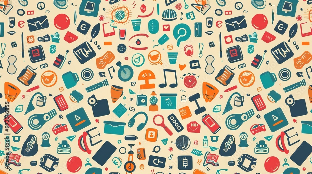 Retro icon seamless wallpaper Retro icon seamless wallpaper