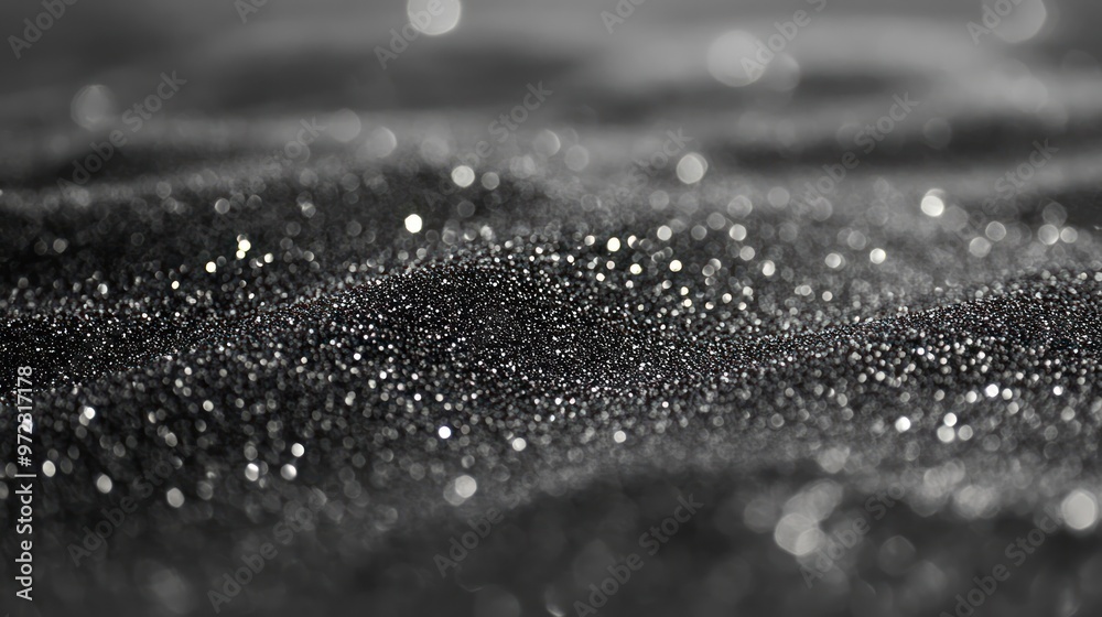 A close-up view of shimmering black sand, creating a captivating, textured surface with delicate highlights. A close-up view of shimmering black sand, creating a captivating, textured surface with delicate highlights.