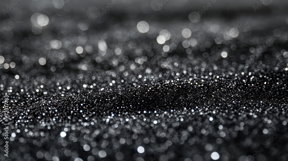 Abstract close-up of shimmering black glitter, creating a mesmerizing bokeh effect. Abstract close-up of shimmering black glitter, creating a mesmerizing bokeh effect.