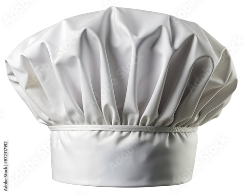 White chef hat placed on a kitchen counter surface transparent photo