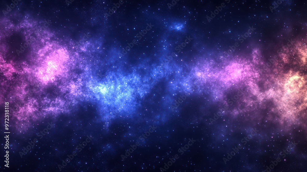 A stunning cosmic scene featuring vibrant purple and blue hues scattered across a star-filled galaxy. A stunning cosmic scene featuring vibrant purple and blue hues scattered across a star-filled galaxy.