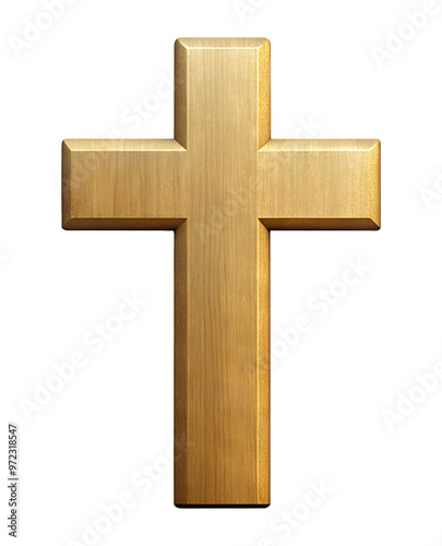 Simple golden cross symbol on a white background transparent photo