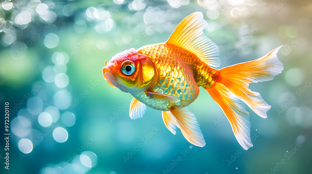 A shimmering goldfish swimming gracefully A shimmering goldfish swimming gracefully