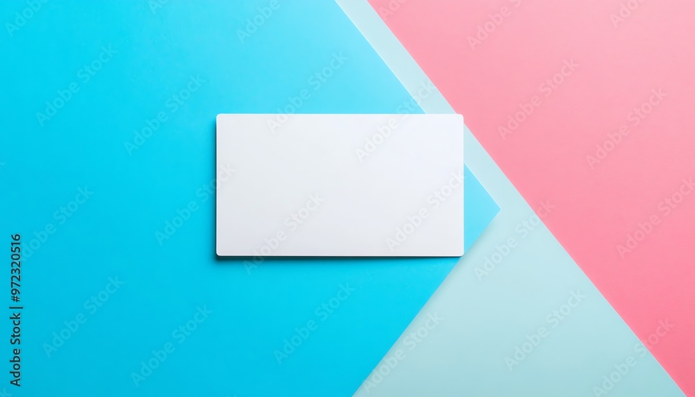 Blank White Card on Pastel Blue and Pink Background Blank White Card on Pastel Blue and Pink Background