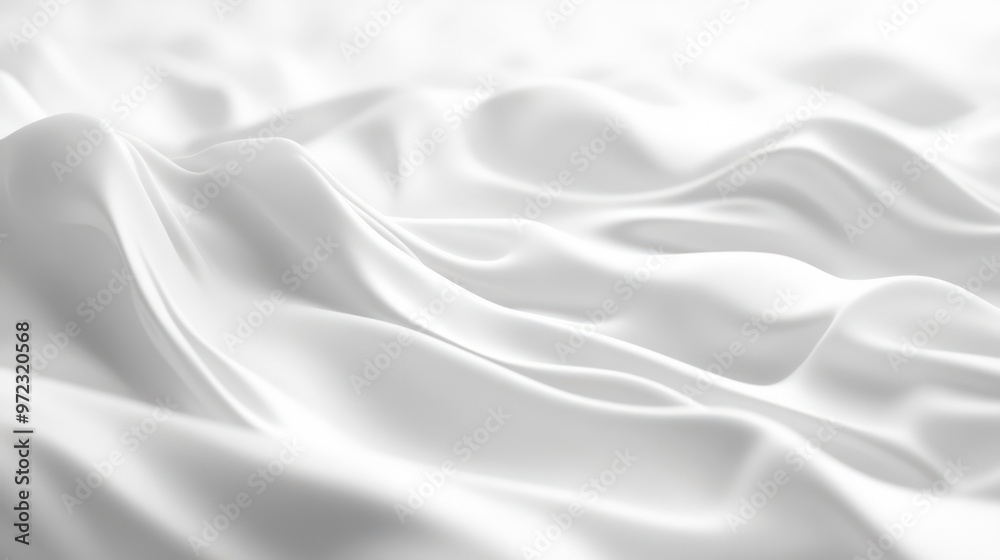 Obraz premium Elegant white fabric with soft waves and gentle folds, creating a serene and calming visual.