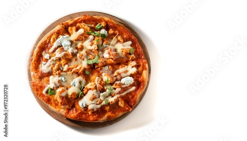 Delicious Chicken and Blue Cheese Pizza on Wooden Board