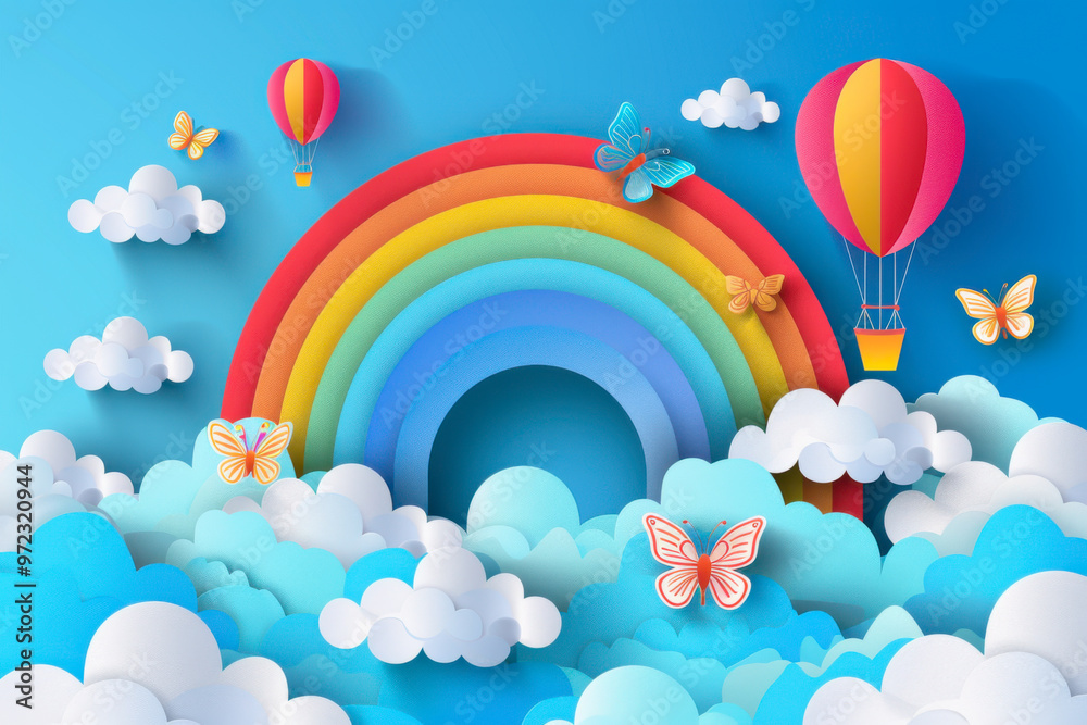 Beautiful fluffy clouds on blue sky background with summer sun Beautiful fluffy clouds on blue sky background with summer sun