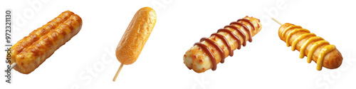 3D icon of a corn dog with transparent background. photo