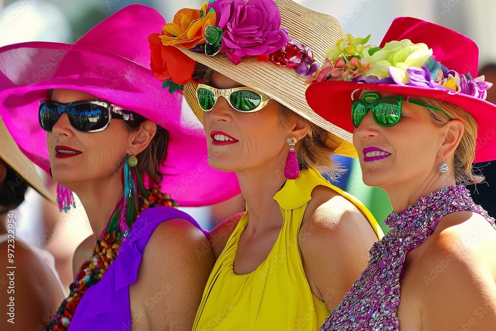 Colorfully Dressed Women at a Festive Event