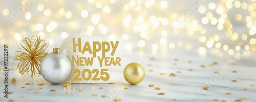 Obraz na płótnie Elegant 'Happy New Year 2025’ Celebration Theme w salonie