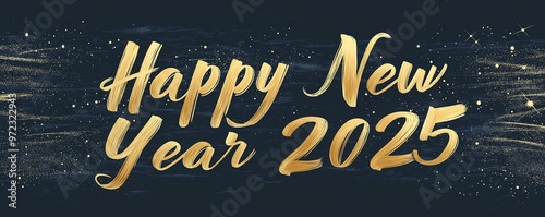 Obraz na płótnie Happy New Year 2025 Typography on a Sparkling Celestial Background w salonie