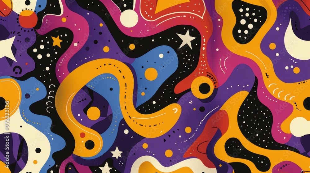 Seamless pattern with dark purple pop art elements. Perfect for vibrant and playful projects. The design is fun and energetic. Seamless pattern with dark purple pop art elements. Perfect for vibrant and playful projects. The design is fun and energetic.