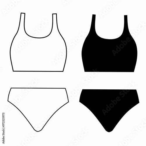 women's underwear, often designed with elegance and sensuality in mind.bras, panties, camisoles, and lingerie sets. white background