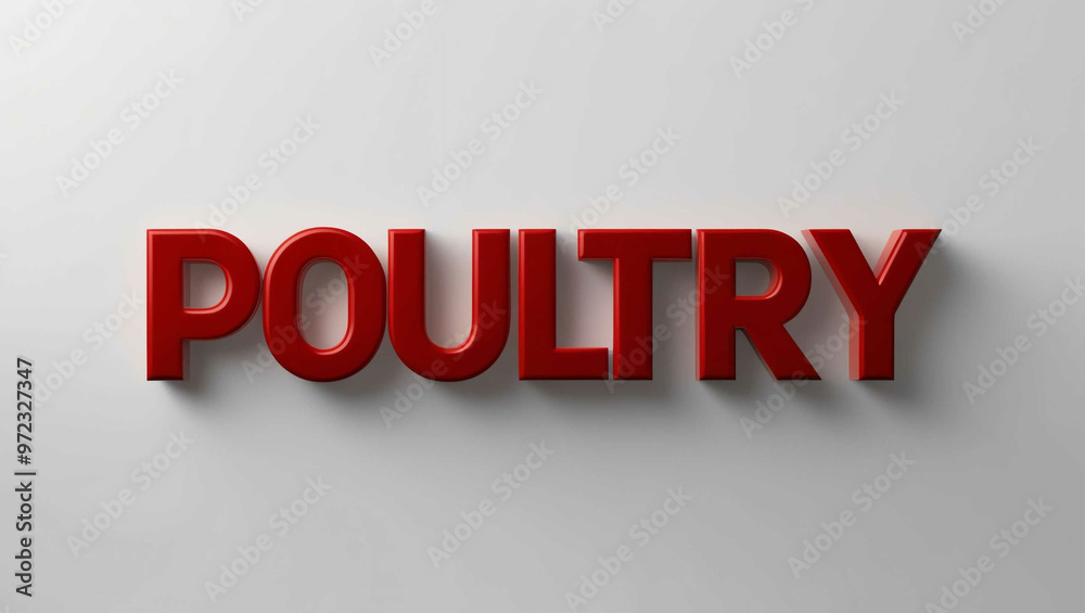 Poultry word 3d red lettering on plain white background Poultry word 3d red lettering on plain white background