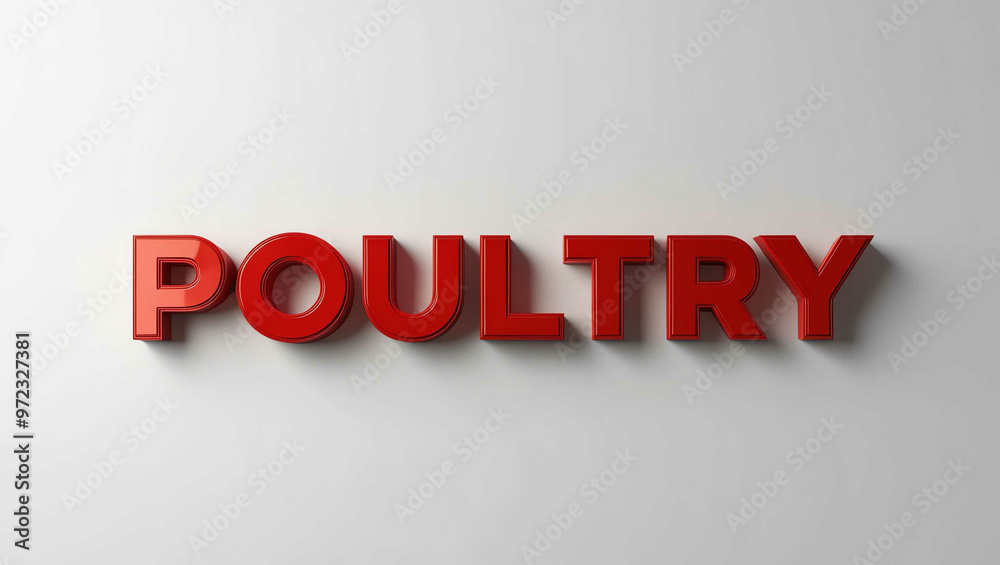 Poultry word 3d red lettering on plain white background Poultry word 3d red lettering on plain white background