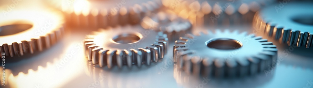 Intricate metallic gear design on a pristine white backdrop, showcasing detailed textures and reflections, emphasizing the craftsmanship and engineering intricacies.