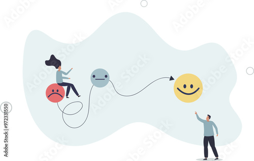 Evolving emotions and psychological feeling development.Find mental solution with therapy and support.flat design with people.