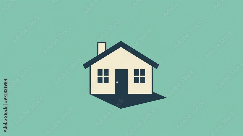 Simple illustration of a house with a green background. Simple illustration of a house with a green background.