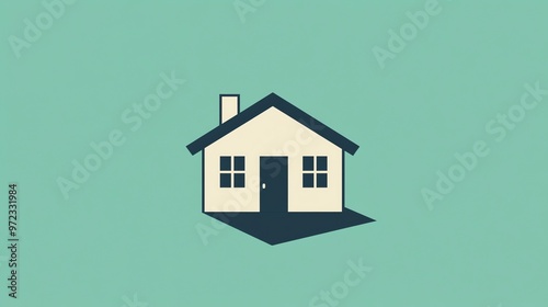Simple illustration of a house with a green background.
