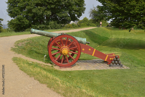 Old cannon in Kastellet area, Copenhagen.