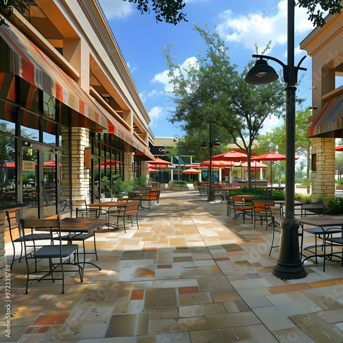 Outdoor Dining Service Area Floor: Displaying a designated area for serving food to customers dining outdoors,  photo