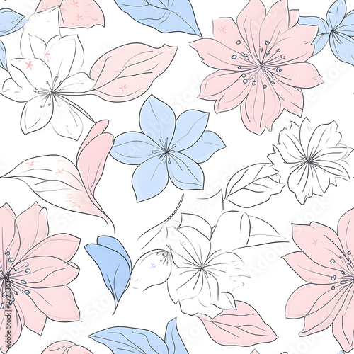 Japanese-style 2D illustrator doodle patterns for floor tiles and wallpaper