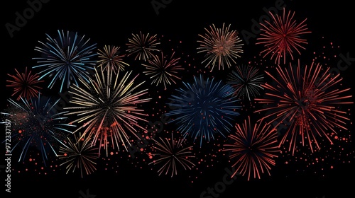 Fireworks Display: Colorful fireworks exploding in the night sky, creating beautiful patterns.