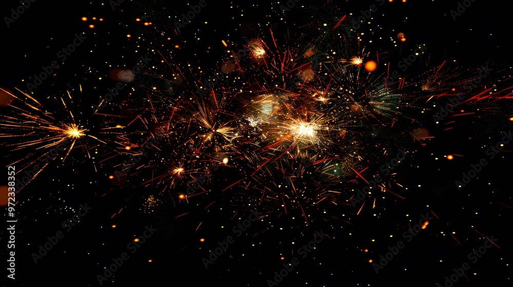Fototapeta premium Fireworks Display: Colorful fireworks exploding in the night sky, creating beautiful patterns.
