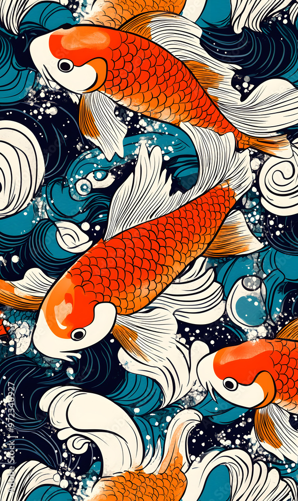 Japanese-style 2D illustrator doodle patterns for floor tiles and wallpaper Japanese-style 2D illustrator doodle patterns for floor tiles and wallpaper