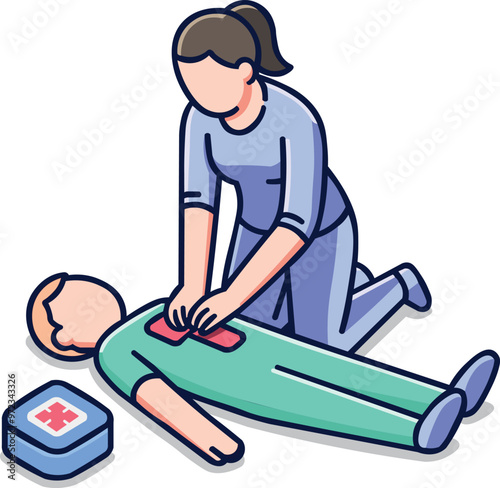 Illustration first medical aid with indirect heart massage
