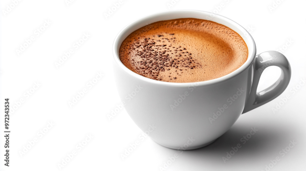 Black coffee in a cup isolated on white background with space for text. Black coffee in a cup isolated on white background with space for text.