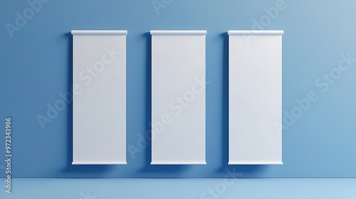 Blank Roll Up Banner Mockup on Blue Wall