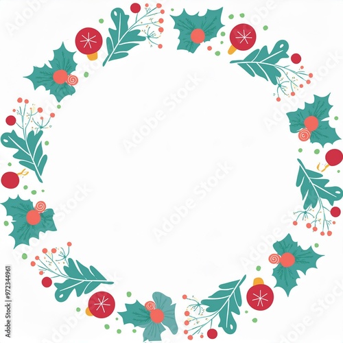 Chirstmas round border frame isolated on white