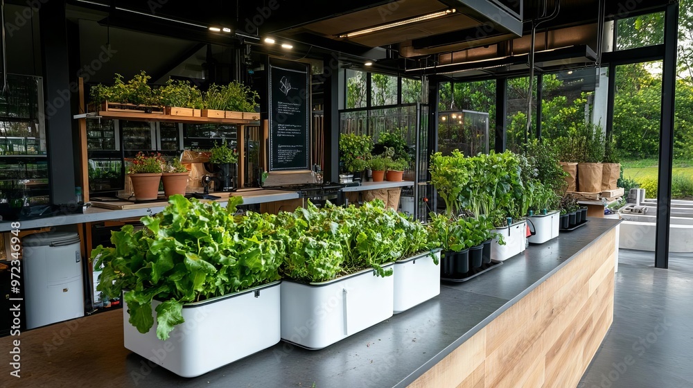 Eco-friendly smart garden with automated watering systems, Smart home sustainability, Green living technology Eco-friendly smart garden with automated watering systems, Smart home sustainability, Green living technology
