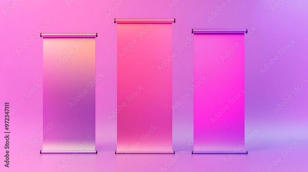 Blank Roll Up Banner Mockup Pink Gradient Background Presentation Template Blank Roll Up Banner Mockup Pink Gradient Background Presentation Template