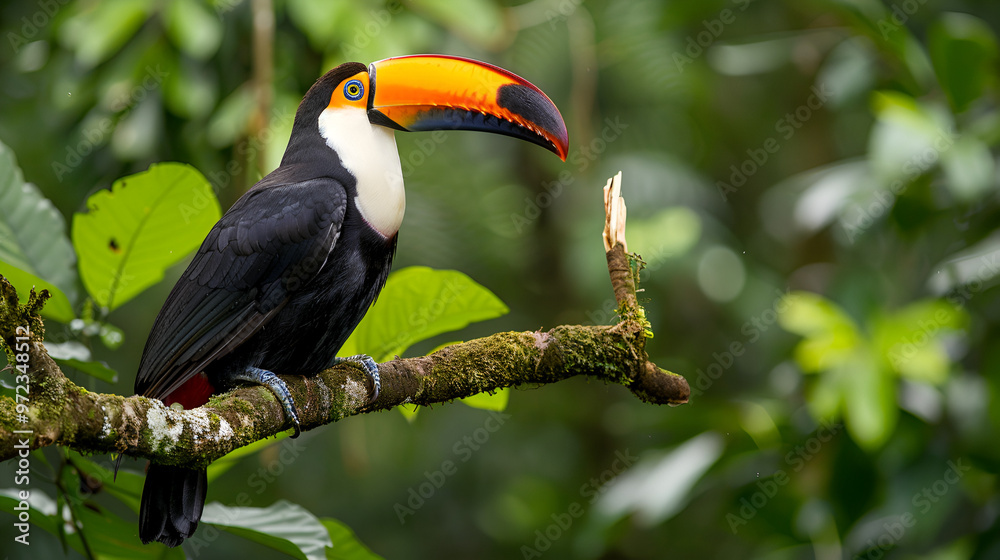 Obraz premium A toucan perched on a tree branch