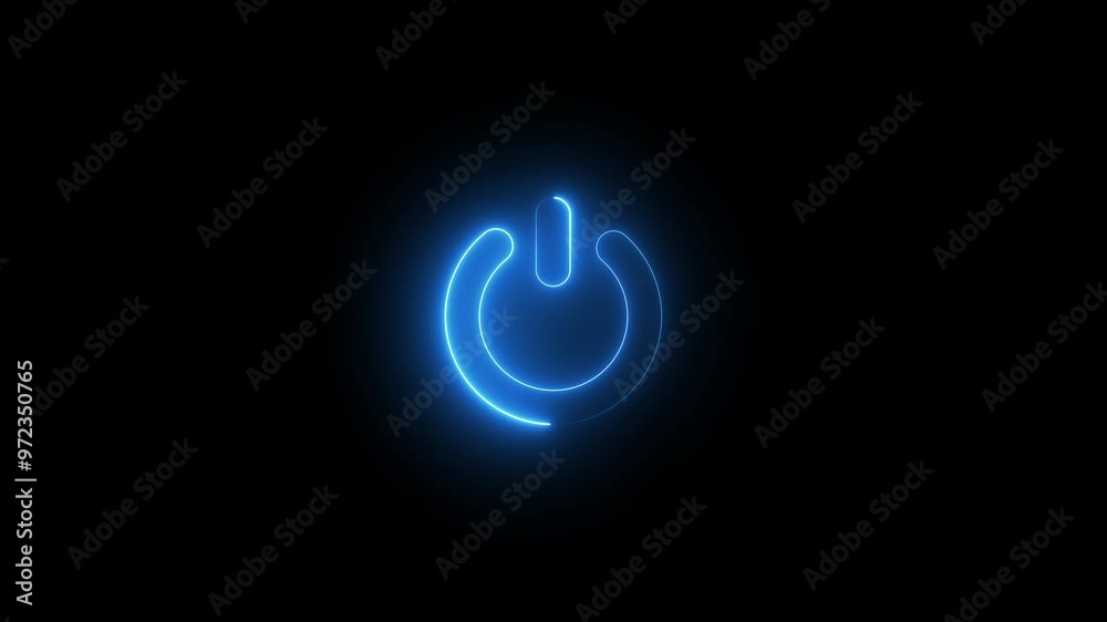 abstract neon animation of turn off sign, moving blue glowing lines, 4K animated template abstract neon animation of turn off sign, moving blue glowing lines, 4K animated template