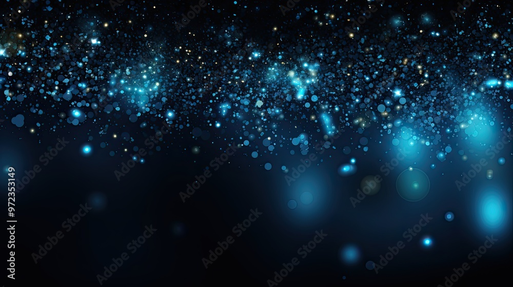 Fototapeta premium Blue sparkles on a black background