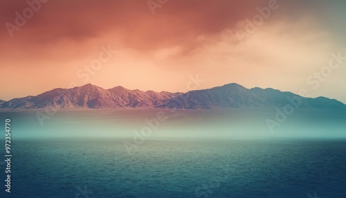 A Misty Mountain Range at Sunset