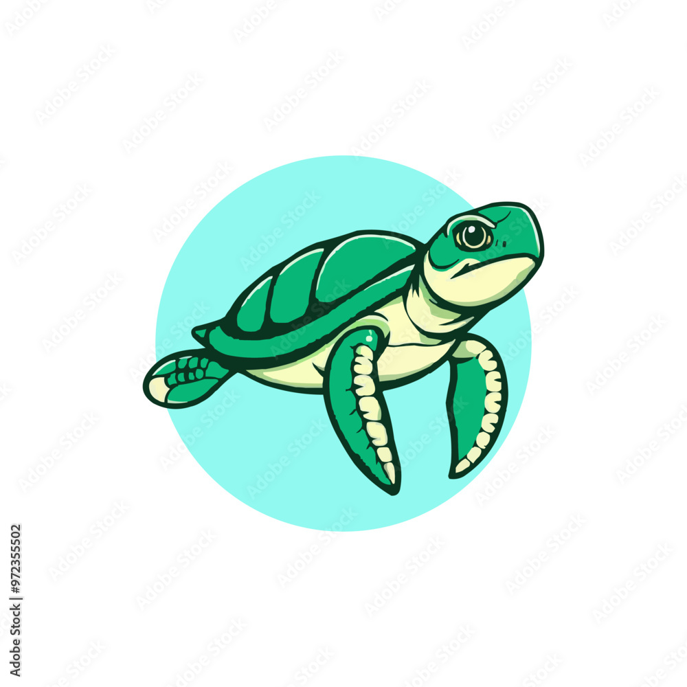 Fototapeta premium Sea turtle cartoon vector isolated on white background. Turtle mascot editable logo design