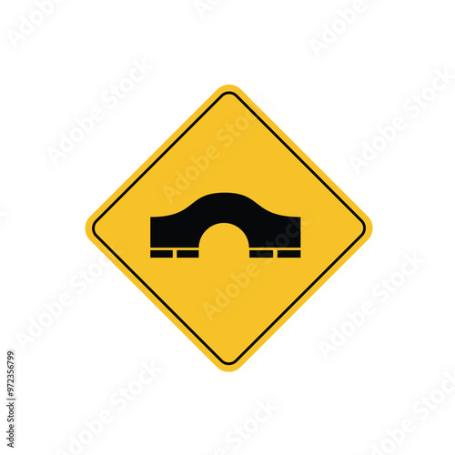 road sign icon, hump bridge on yellow rhombus. board.suitable for poster use and web icon	
