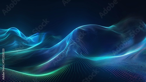 A mesmerizing abstract landscape with flowing waves of light showcasing vibrant colors in a dynamic and futuristic style.