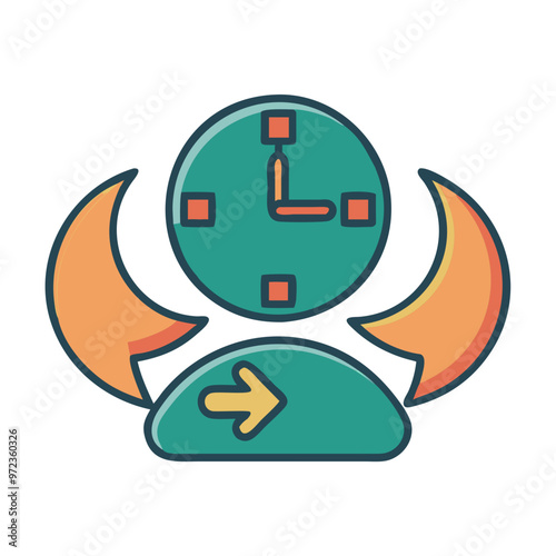 Colorful 8 Hours of Sleep Icon, Sleep Health, Rest and Wellness Symbol